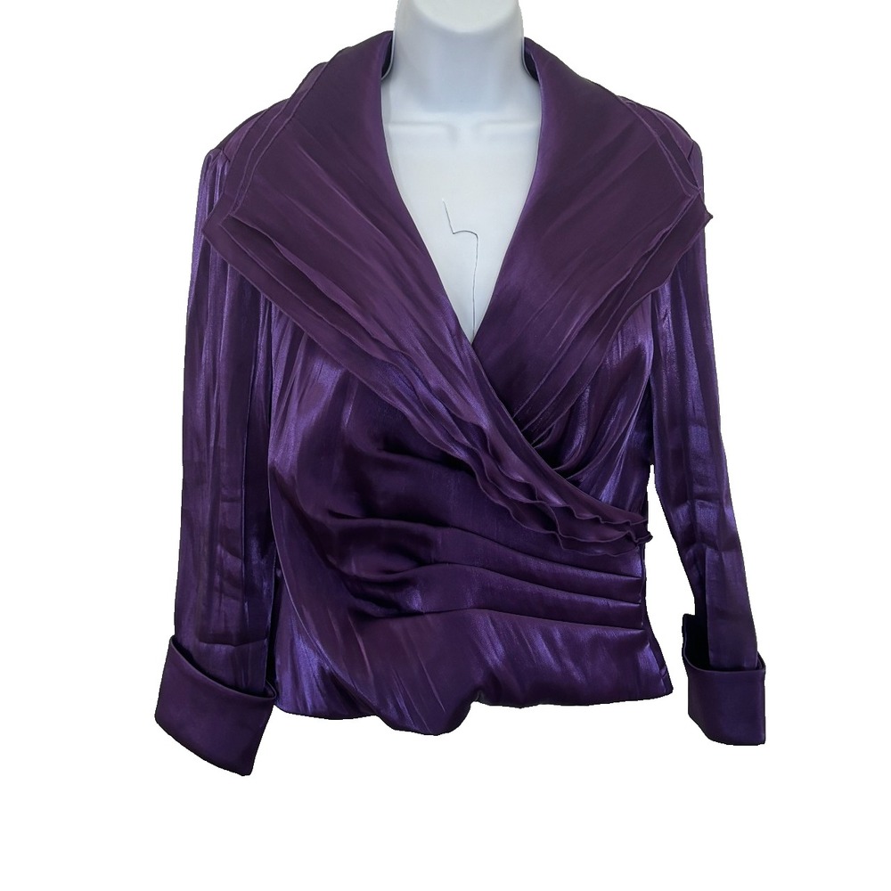 Vintage Cachet Blouse 6 Purple Faux Wrap 90s Y2K Glam Vampy Cocktails Whimsygoth